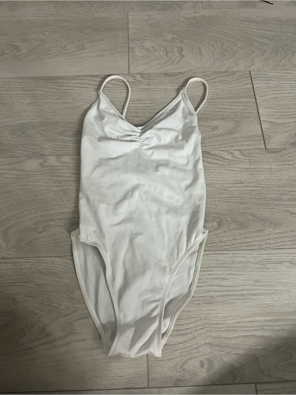 White leotard with Ruched Bust
